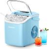 EUHOMY Countertop Ice Maker Machine with Handle, 26lbs in 24Hrs, 9 Ice Cubes Ready in 6 Mins, Self-Cleaning Portable Ice Maker with Basket and Scoop, for Home/Kitchen/Camping/RV. (Black)(Blue)