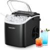 EUHOMY Countertop Ice Maker Machine with Handle, 26lbs in 24Hrs, 9 Ice Cubes Ready in 6 Mins, Self-Cleaning Portable Ice Maker with Basket and Scoop, for Home/Kitchen/Camping/RV. (Black)(Black Blue)