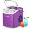 EUHOMY Countertop Ice Maker Machine with Handle, 26lbs in 24Hrs, 9 Ice Cubes Ready in 6 Mins, Self-Cleaning Portable Ice Maker with Basket and Scoop, for Home/Kitchen/Camping/RV. (Black)(Purple)