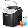 EUHOMY Countertop Ice Maker Machine with Handle, 26lbs in 24Hrs, 9 Ice Cubes Ready in 6 Mins, Self-Cleaning Portable Ice Maker with Basket and Scoop, for Home/Kitchen/Camping/RV. (Black)(Black)