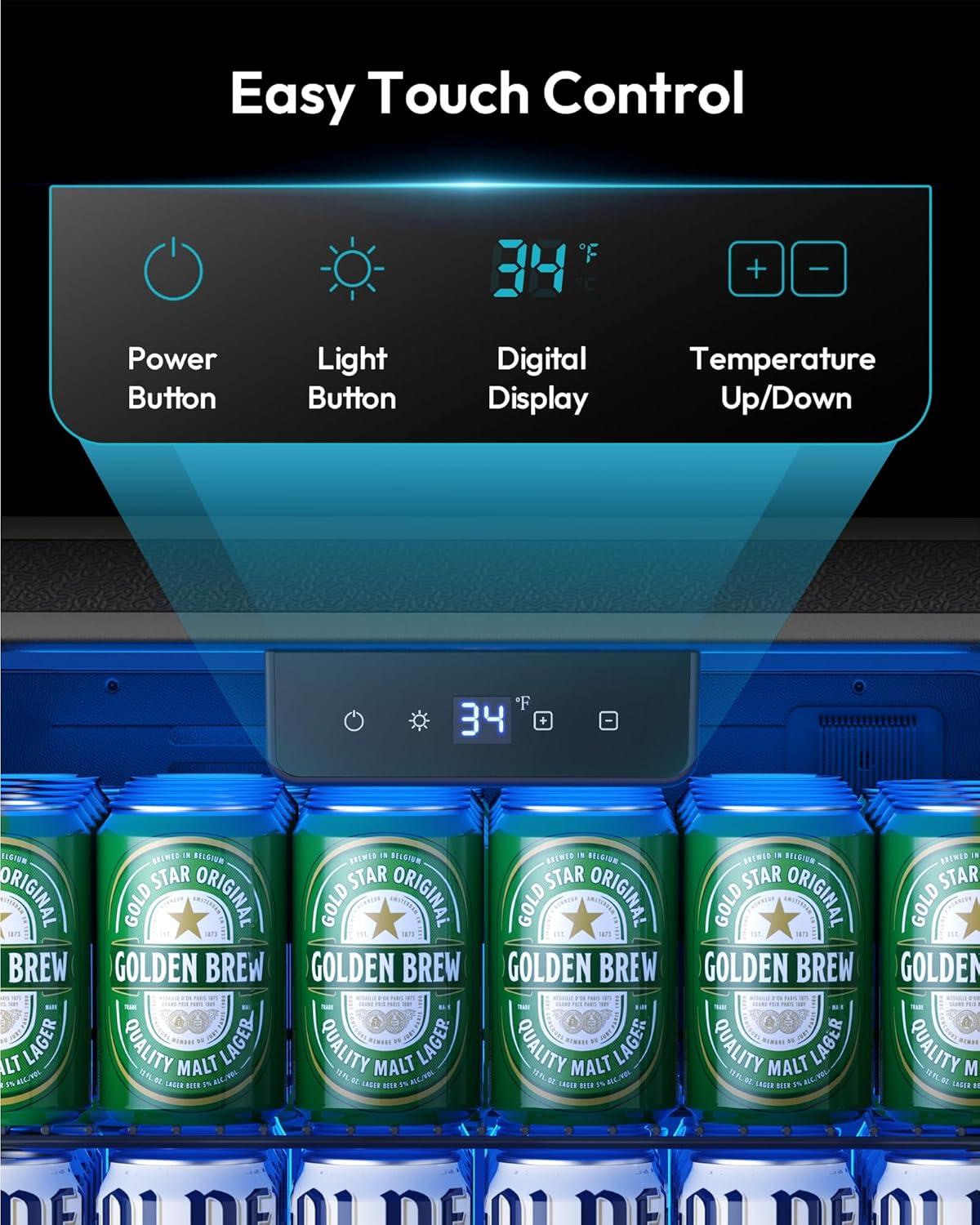 image:imageEUHOMY Mini Fridge 130 Can Beverage Refrigerator Cooler Glass Door for Soda Wine Beer Beverage Cooler for Home Bar Office with Digital Temperature Control Adjustable Shelves 32 CuFt SilverSilver