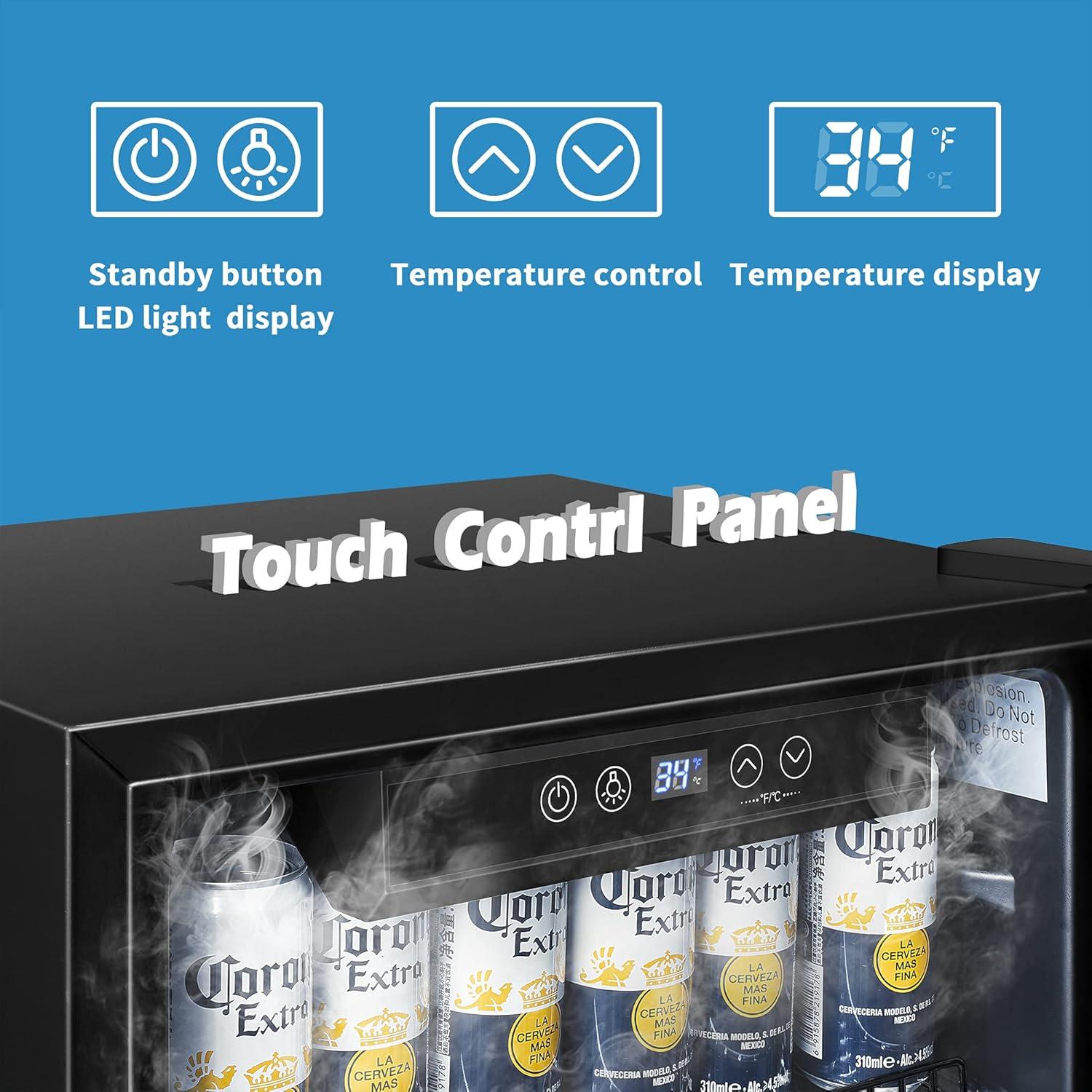 image:imageEUHOMY Mini Fridge 130 Can Beverage Refrigerator Cooler Glass Door for Soda Wine Beer Beverage Cooler for Home Bar Office with Digital Temperature Control Adjustable Shelves 32 CuFt SilverSilver