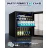 EUHOMY Mini Fridge 130 Can Beverage Refrigerator Cooler Glass Door for Soda Wine Beer, Beverage Cooler for Home, Bar, Office with Digital Temperature Control Adjustable Shelves, 3.2 Cu.Ft, Silver(Black)