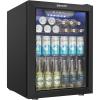 EUHOMY Mini Fridge 130 Can Beverage Refrigerator Cooler Glass Door for Soda Wine Beer, Beverage Cooler for Home, Bar, Office with Digital Temperature Control Adjustable Shelves, 3.2 Cu.Ft, Silver(Black)