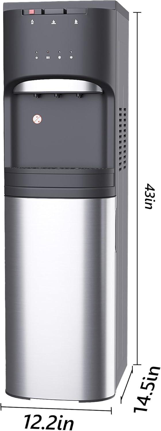 image:imageEuhomy Self Cleaning Bottom Loading Water Cooler Dispenser with UV Lights Stainless Steel Water Cooler for Home Office Living Room 3 Or 5 Gallon BottleBlackBlack and Silver