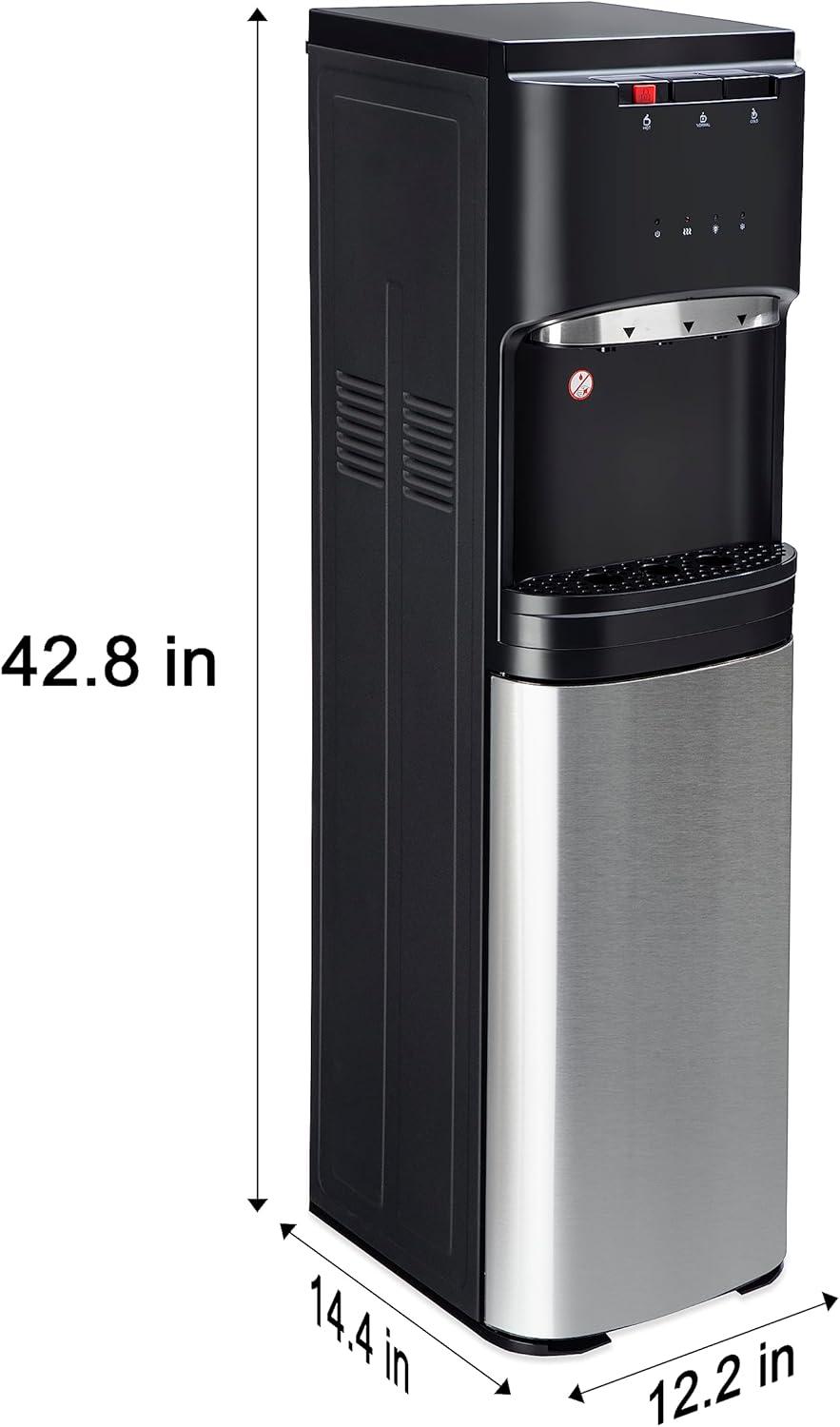 image:imageEuhomy Self Cleaning Bottom Loading Water Cooler Dispenser with UV Lights Stainless Steel Water Cooler for Home Office Living Room 3 Or 5 Gallon BottleBlackBlack
