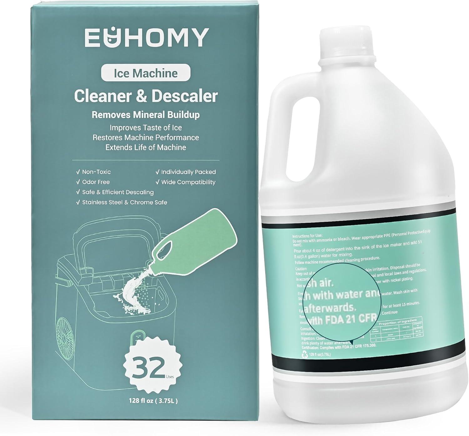 image:imageEUHOMY Max 33 Uses Ice Machine Cleaner Descaler 1 Gallon 375L 128 Fl OZ Ice Maker Cleaner Ideal Universal Descaling Solution for All Brands Ice Maker Single Use Coffee and Espresso Machines