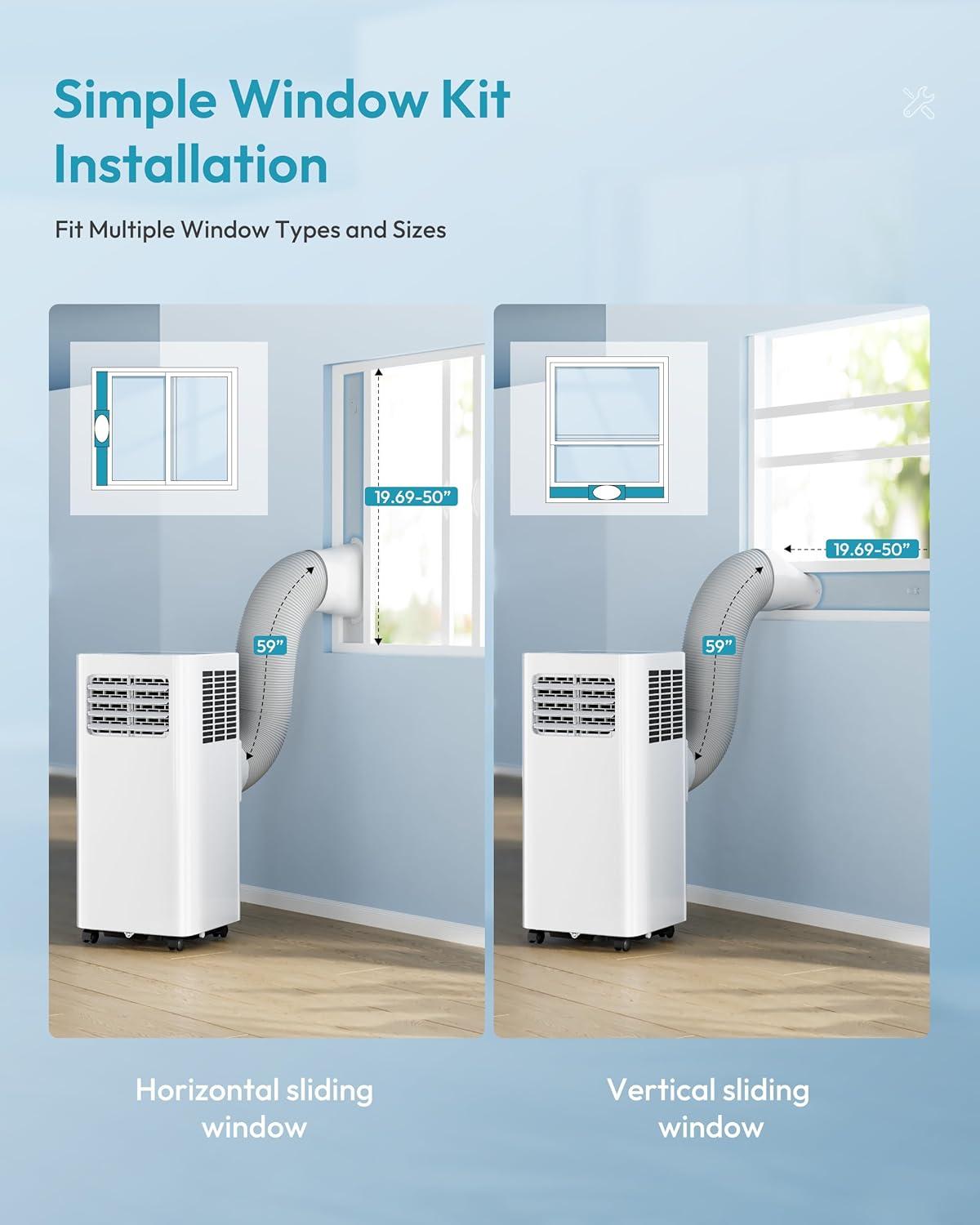 image:imageEUHOMY Portable Air Conditioners 10000 BTU 4in1 Air Conditioner Portable Up to 450 SqFt with Cool Fan Dehumidifier Sleep Portable AC Unit with LED Remote amp 24H Timer Installation Kits8000 BTU