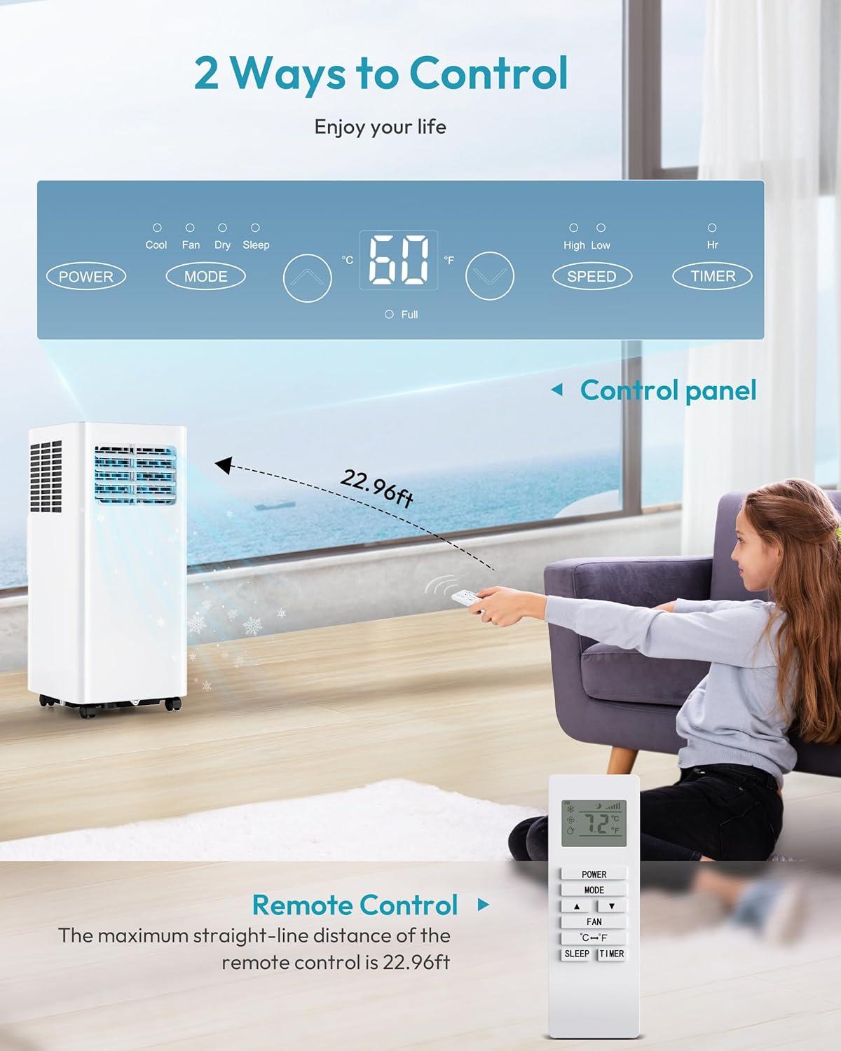 image:imageEUHOMY Portable Air Conditioners 10000 BTU 4in1 Air Conditioner Portable Up to 450 SqFt with Cool Fan Dehumidifier Sleep Portable AC Unit with LED Remote amp 24H Timer Installation Kits10000 BTU