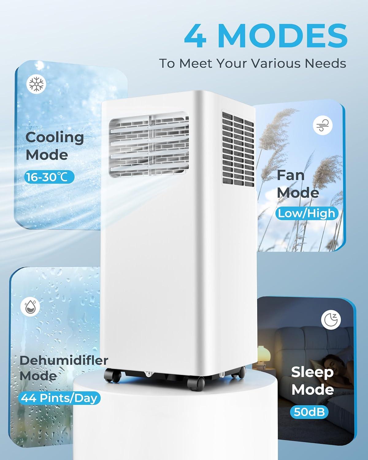 image:imageEUHOMY Portable Air Conditioners 10000 BTU 4in1 Air Conditioner Portable Up to 450 SqFt with Cool Fan Dehumidifier Sleep Portable AC Unit with LED Remote amp 24H Timer Installation Kits10000 BTU
