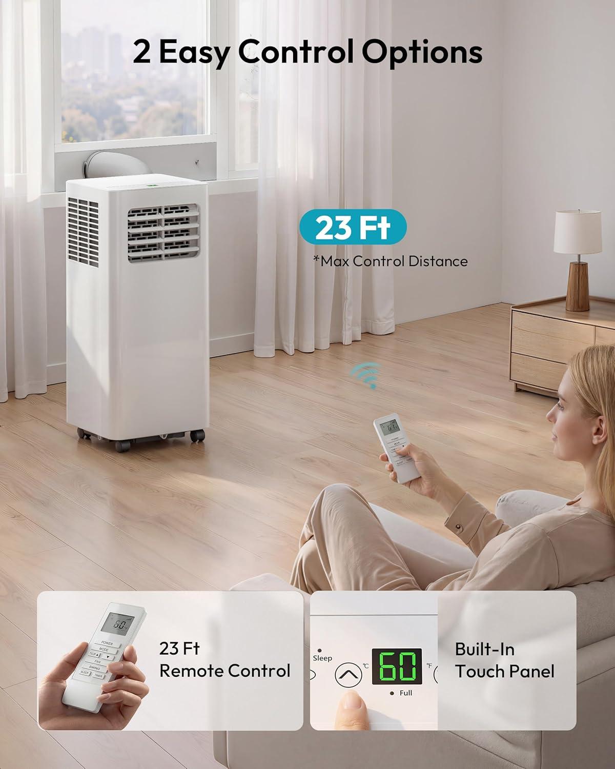 image:imageEUHOMY Portable Air Conditioners 10000 BTU 4in1 Air Conditioner Portable Up to 450 SqFt with Cool Fan Dehumidifier Sleep Portable AC Unit with LED Remote amp 24H Timer Installation Kits14 000 BTU HEAT WIFI