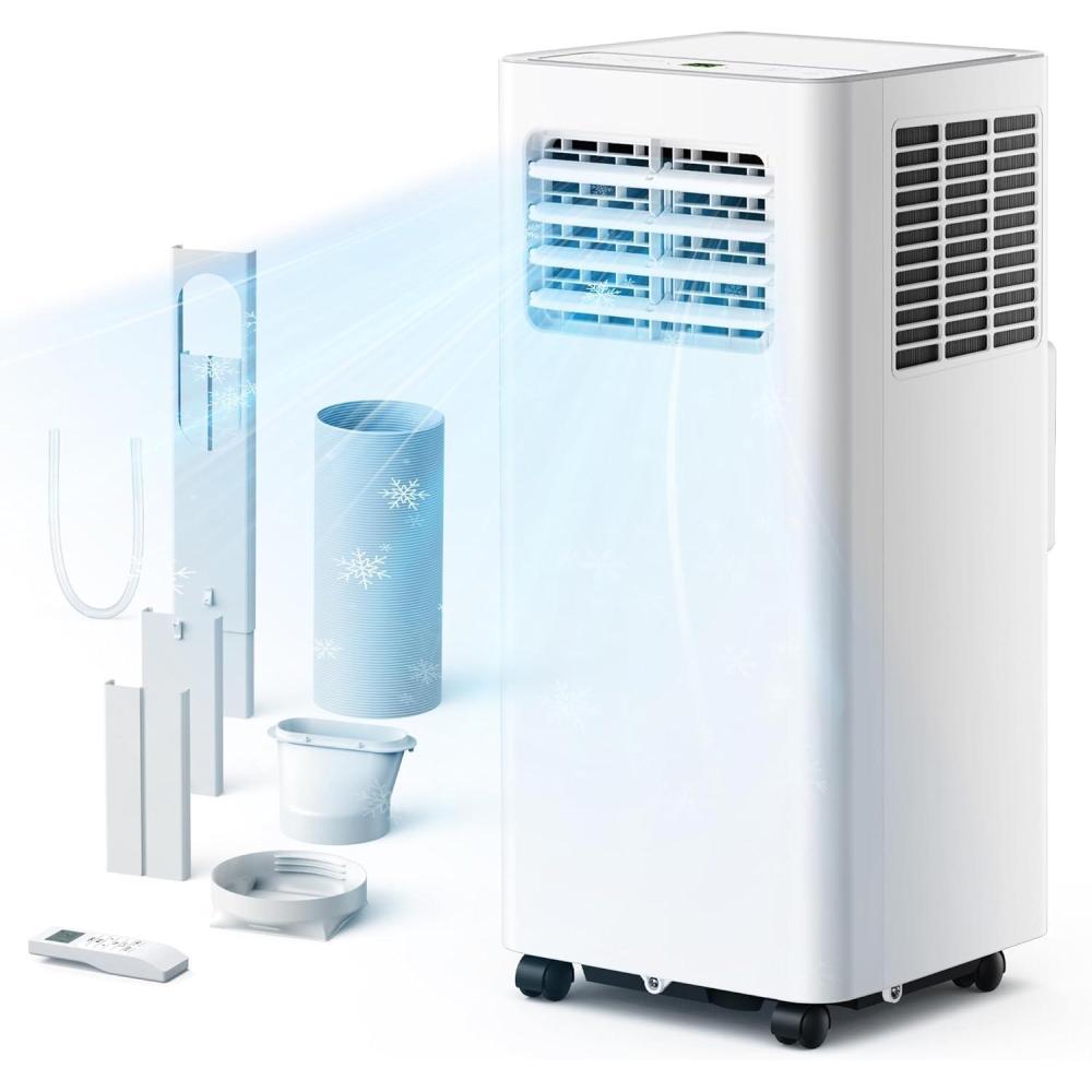 image:imageEUHOMY Portable Air Conditioners 10000 BTU 4in1 Air Conditioner Portable Up to 450 SqFt with Cool Fan Dehumidifier Sleep Portable AC Unit with LED Remote amp 24H Timer Installation Kits8 000 BTU
