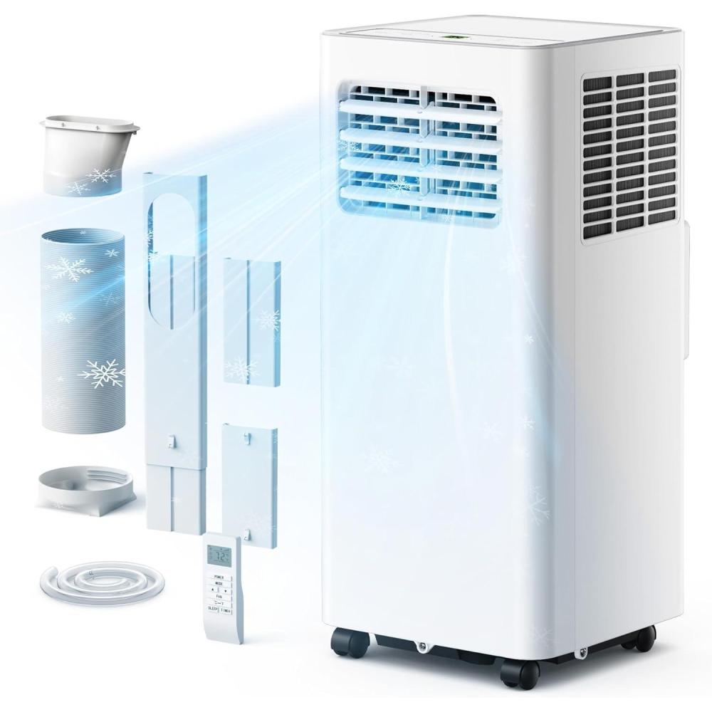 image:imageEUHOMY Portable Air Conditioners 10000 BTU 4in1 Air Conditioner Portable Up to 450 SqFt with Cool Fan Dehumidifier Sleep Portable AC Unit with LED Remote amp 24H Timer Installation Kits8000 BTU