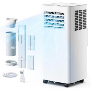EUHOMY Portable Air Conditioners 10,000 BTU, 4-in-1 Air Conditioner Portable Up to 450 Sq.Ft. with Cool, Fan, Dehumidifier, Sleep, Portable AC Unit with LED Remote & 24H Timer, Installation Kits(10000 BTU)