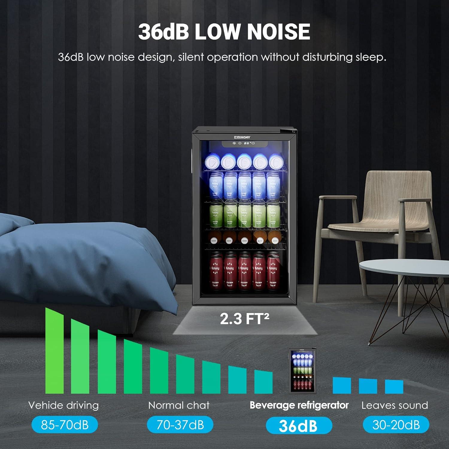 image:imageEUHOMY 18L Freestanding Countertop Wine Fridge Mini Fridge 4 Bottle and 6 Can Wine Cooler for Red White Wine Wine Cellar with LED Digital Temperature Display Quiet BlackBlack
