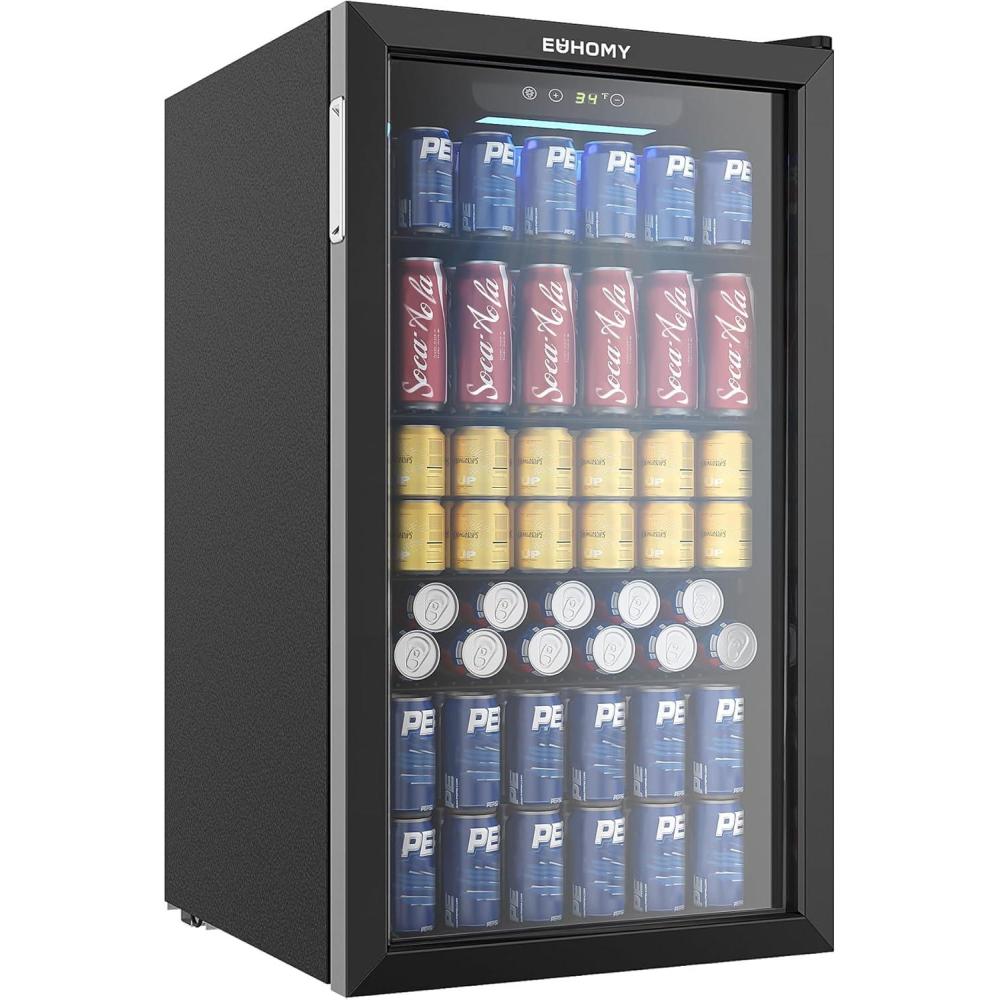 image:imageEUHOMY 18L Freestanding Countertop Wine Fridge Mini Fridge 4 Bottle and 6 Can Wine Cooler for Red White Wine Wine Cellar with LED Digital Temperature Display Quiet BlackBlack