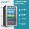 EUHOMY 18L Freestanding Counter-top Wine Fridge Mini Fridge, 4 Bottle and 6 Can Wine Cooler for Red White Wine, Wine Cellar with LED Digital Temperature Display Quiet, Black(Silver)