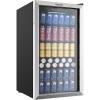 EUHOMY 18L Freestanding Counter-top Wine Fridge Mini Fridge, 4 Bottle and 6 Can Wine Cooler for Red White Wine, Wine Cellar with LED Digital Temperature Display Quiet, Black(Silver)