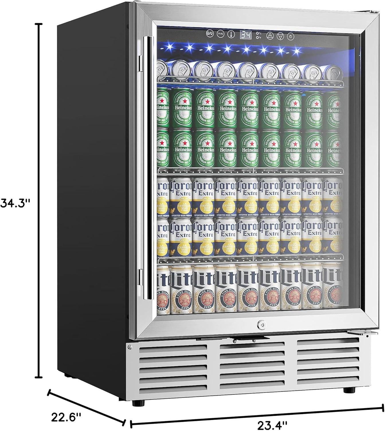 image:imageEUHOMY 24 Inch Wine and Beverage Refrigerator 112 Cans amp 8 Bottles Builtin or Freestanding Beverage Refrigerator DoubleLayer Glass Door Under Counter Wine Fridge for Kitchen Bar Office24 Undercounter Beverage Refrigerator