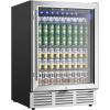 EUHOMY 24 Inch Wine and Beverage Refrigerator, 112 Cans & 8 Bottles Built-in or Freestanding Beverage Refrigerator Double-Layer Glass Door, Under Counter Wine Fridge for Kitchen, Bar, Office(24″ Undercounter Beverage Refrigerator)