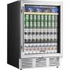 EUHOMY 24 Inch Wine and Beverage Refrigerator, 112 Cans & 8 Bottles Built-in or Freestanding Beverage Refrigerator Double-Layer Glass Door, Under Counter Wine Fridge for Kitchen, Bar, Office(24″ Wine and Beverage Refrigerator)