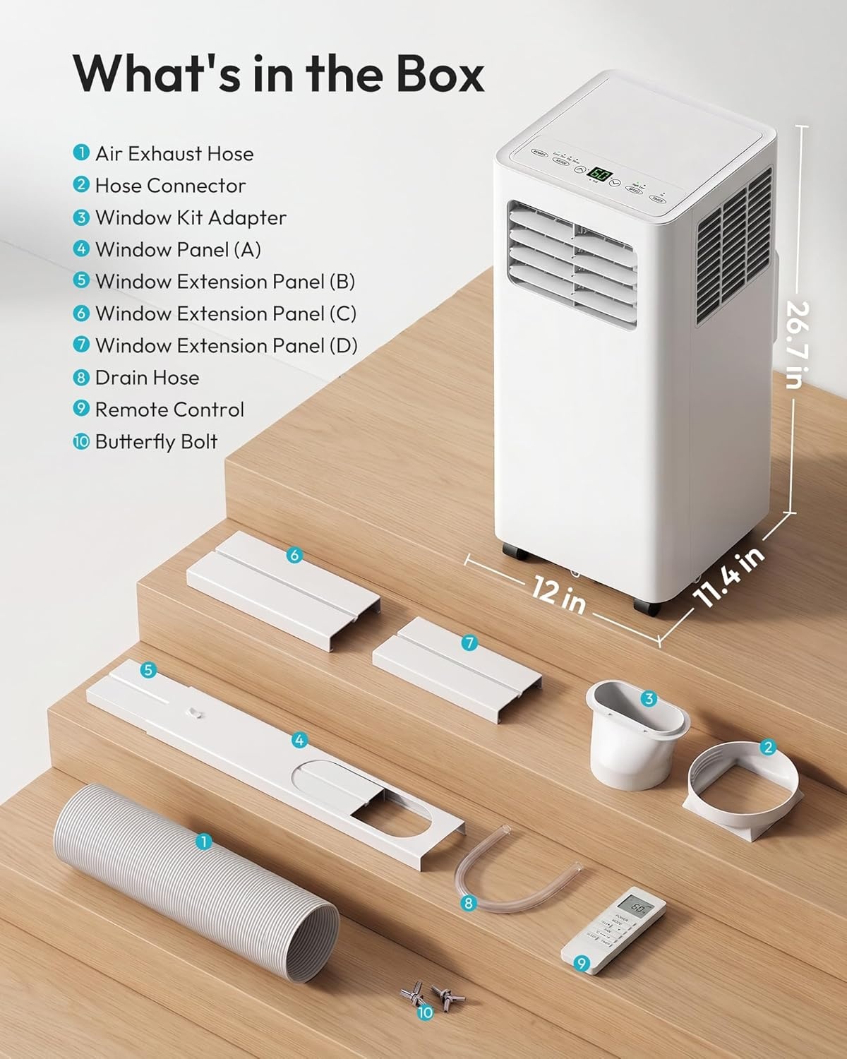 image:imageEUHOMY 14000 BTU Portable Air Conditioners 4in1 Unit with Cools Heat Dehumidifier fan 650 SqFt with 500 CFM Airflow AppRemote Control Window Kit for bedroom livingroom