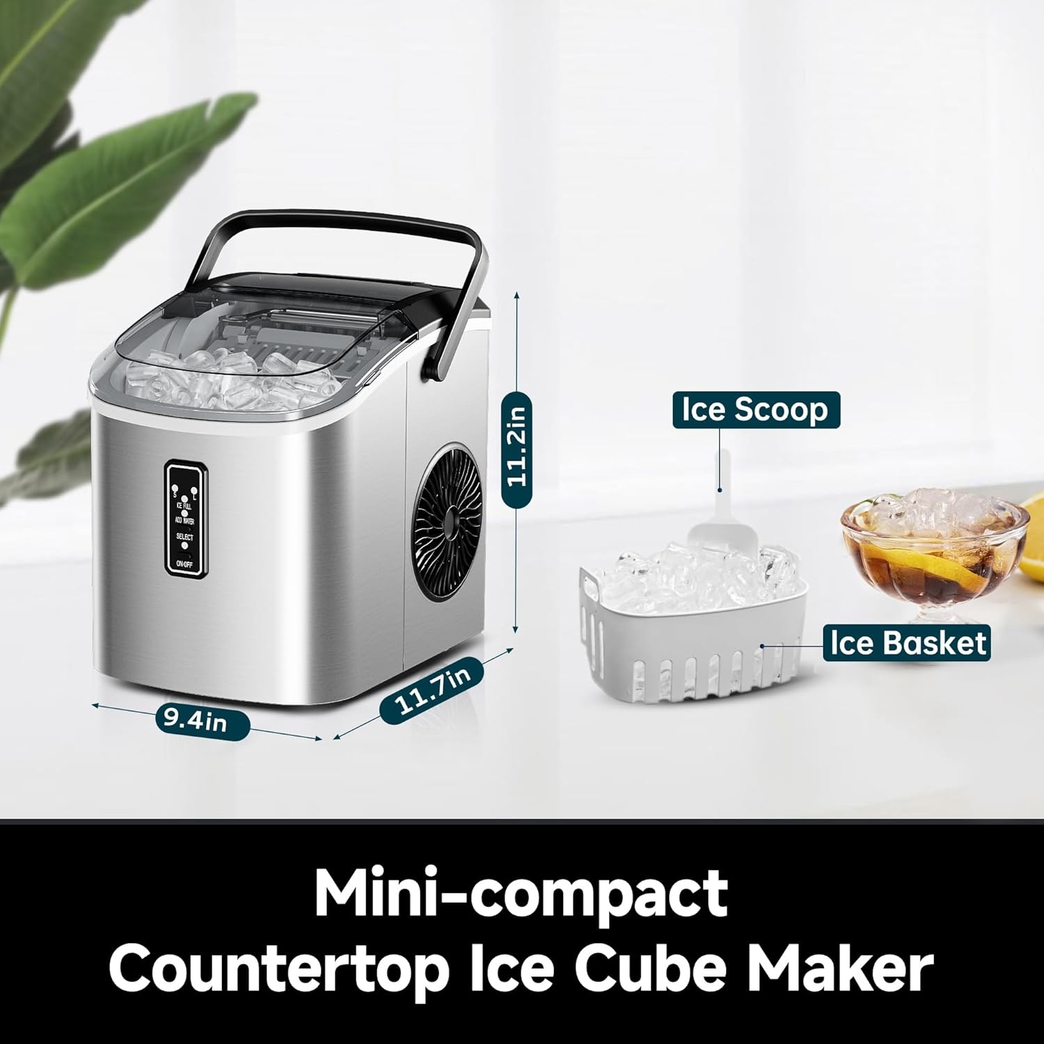 image:imageEUHOMY Smart Nugget Ice Maker Countertop Pebble Ice Maker Machine with APPAlexa Control 40lbs24H Ready in 7 Mins SelfCleaning Portable Sonic Ice Makers with Hanging Ice Scoop for HomeOfficeSilver