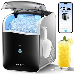 EUHOMY Smart Nugget Ice Maker Countertop, Pebble Ice Maker Machine with APP/Alexa Control, 40lbs/24H, Ready in 7 Mins, Self-Cleaning, Portable Sonic Ice Makers with Hanging Ice Scoop for Home/Office(APP Black)